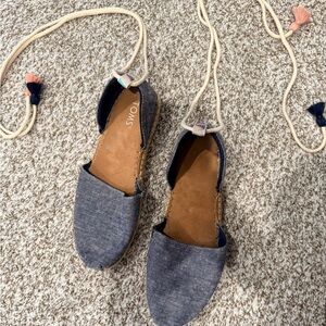 Toms Denim Espadrille Flats with Rope Accents